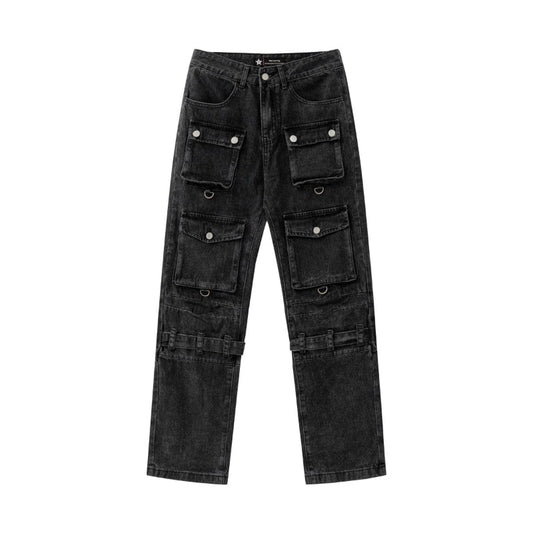 Men Cargo Pants Retro Classic Denim Overalls