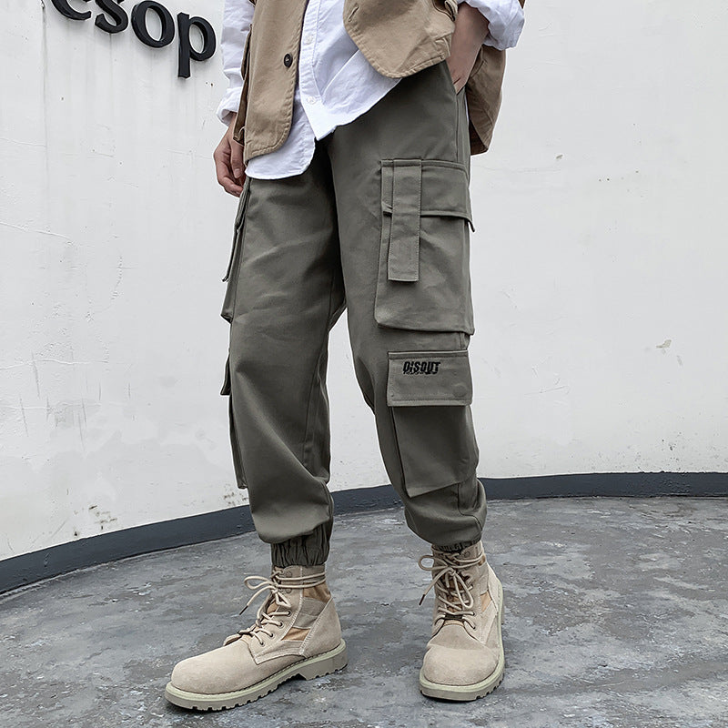 Men Cargo Pants Retro Classic Spring and Autumn Men's Workwear Men's Simple Loose Casual Pants