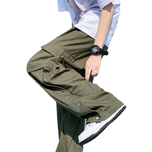 Men Cargo Pants Retro Classic Workwear Pants Men's Summer Casual Straight Trousers