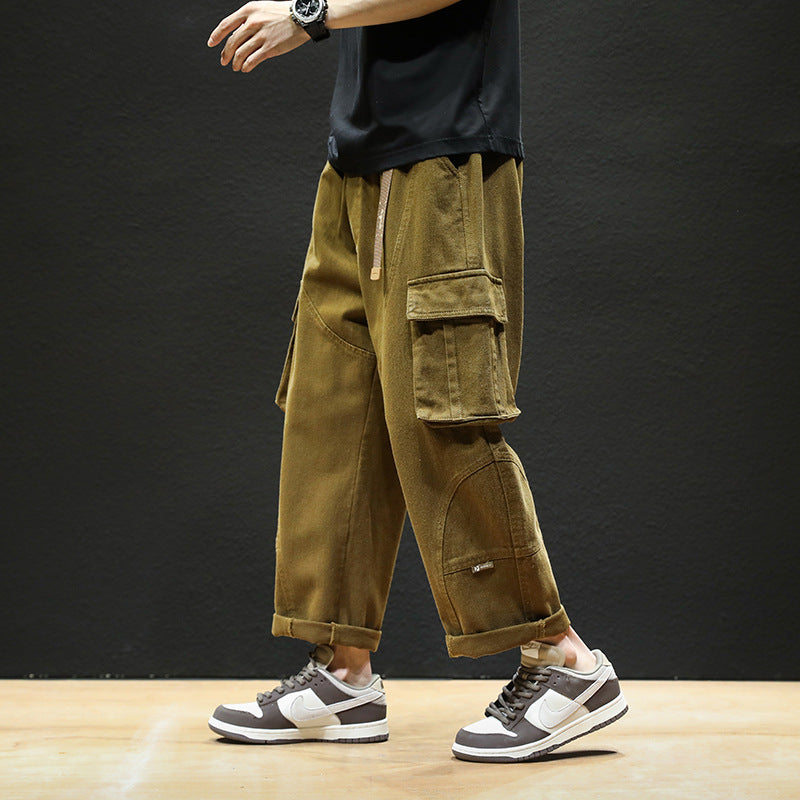 Men Cargo Pants Retro Classic Khaki Trendy Brand Pants Men's Autumn Big Loose Casual Pants