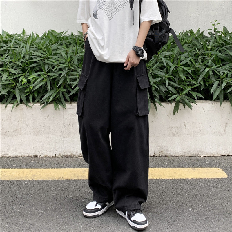 Men Cargo Pants Retro Classic Men's Spring Overalls Casual Pants Trousers Loose