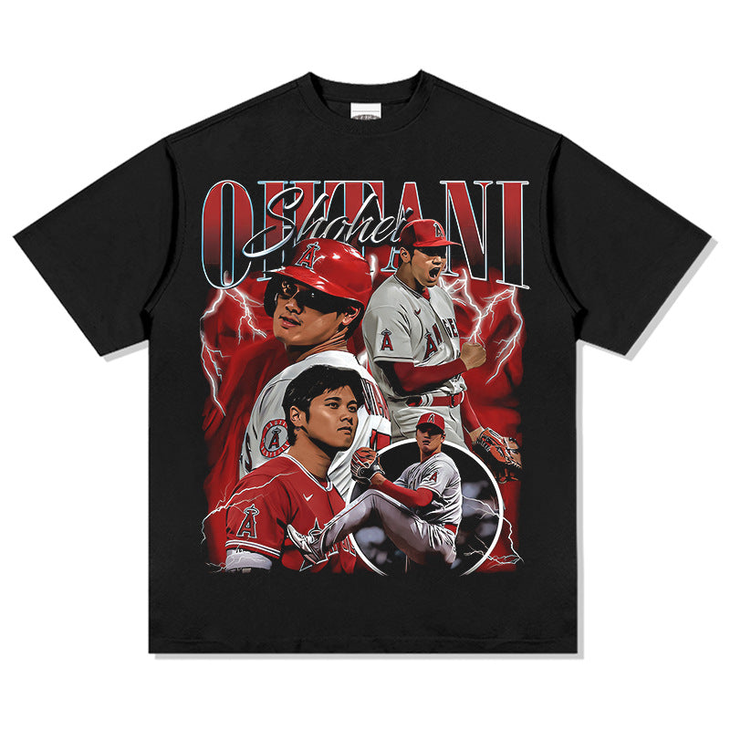 Men Vintage Football T-Shirt Vintage Otani Shohei Baseball Printed Short Sleeve T-Shirt