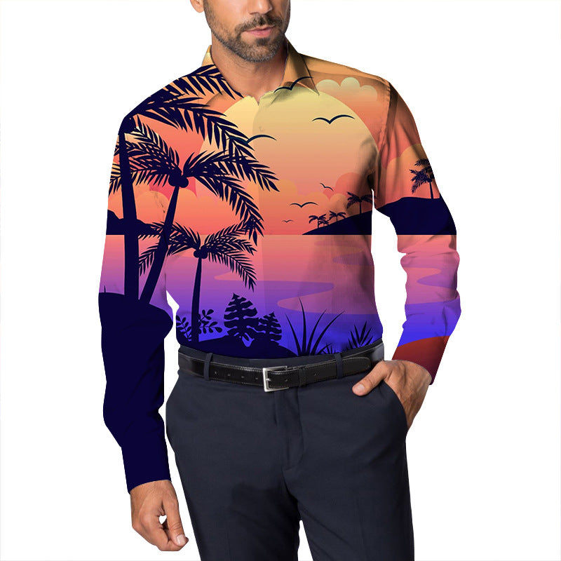 Men Beach Leisure T Shirts Spring Men's Cool Long Sleeve Shirt