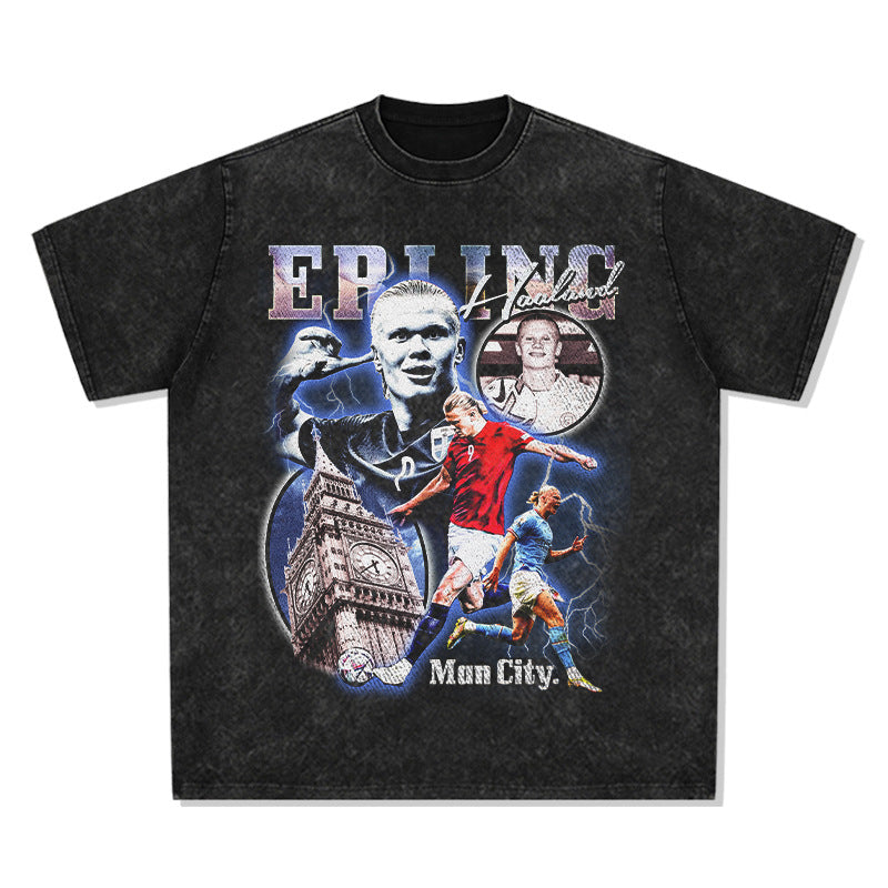 Men's Vintage Football T-Shirt Erin Harland Printed Short Sleeve T-Shirt Men's Summer