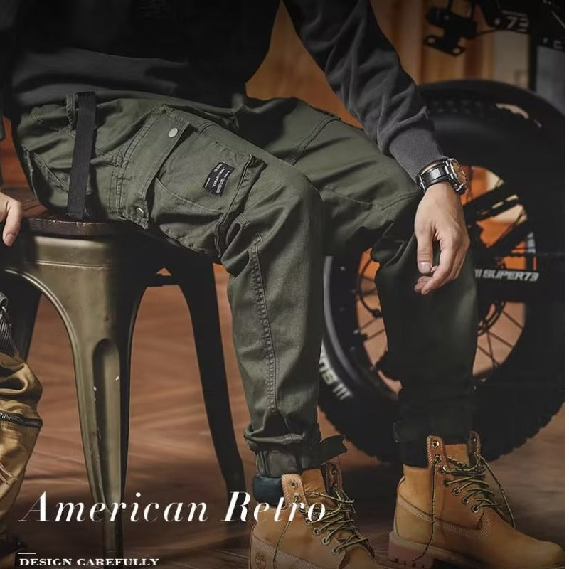 Men Cargo Pants Retro Classic Spring and Autumn Fashion Brand Men's Wide Pants Men's Casual Pants