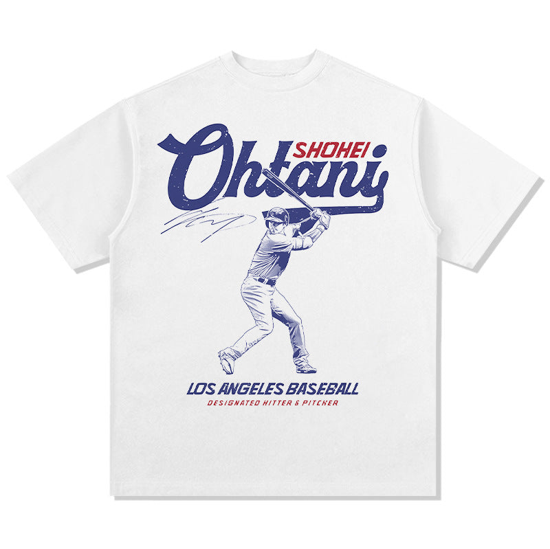 Mens Vintage Football T-Shirt Vintage Shohei Ohtani Printed Short Sleeve T-Shirt Cotton Top