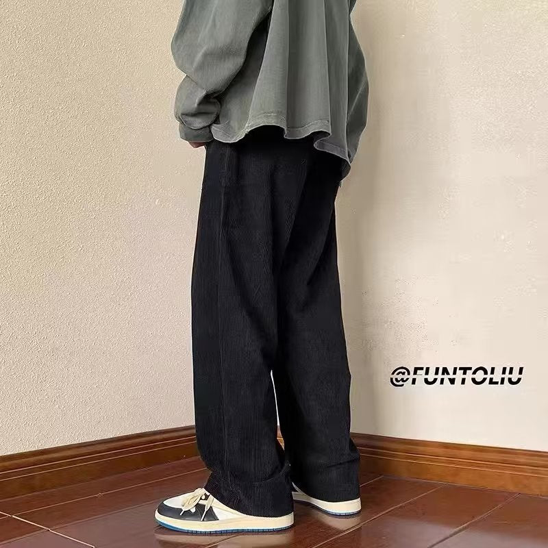 Men Cargo Pants Retro Classic Overalls Men's Straight-Leg Pants Tall Trousers