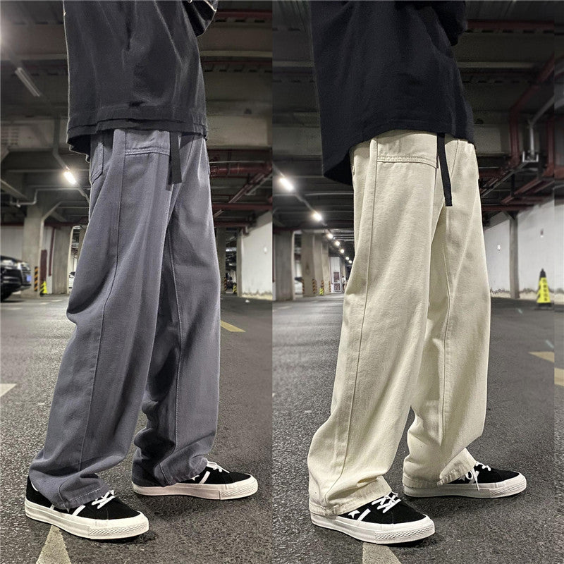 Men Cargo Pants Retro Classic Workwear Pants Men's Autumn Loose Straight Casual Trousers