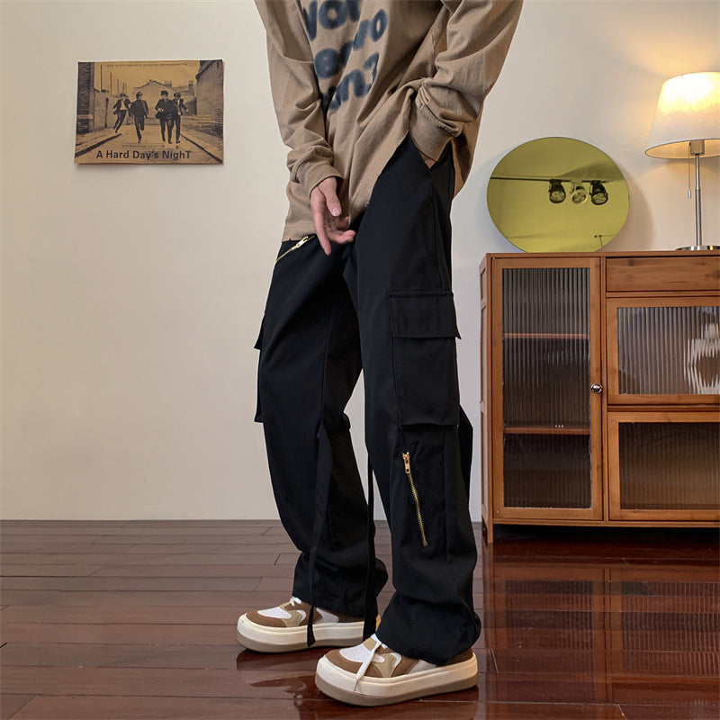 Men Cargo Pants Retro Classic Spring and Autumn Loose Cargo Casual Trousers