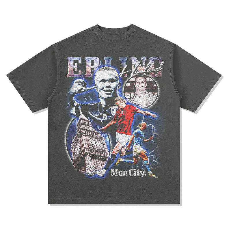 Men's Vintage Football T-Shirt Erin Harland Printed Short Sleeve T-Shirt Men's Summer