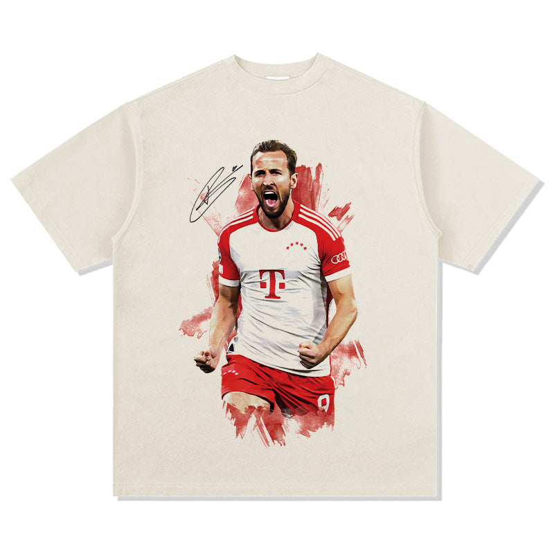 Men's Vintage Football T-Shirt Harry Kane Printed Retro Loose Men's Short Sleeve Cotton T-Shirt