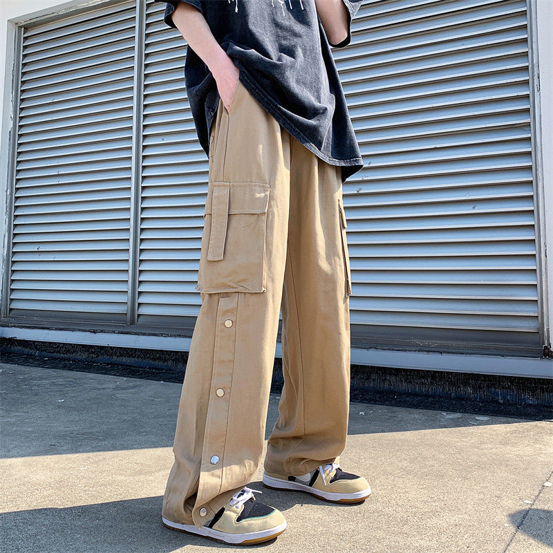 Men Cargo Pants Retro Classic Workwear Pants Men's Summer Casual Straight Trousers