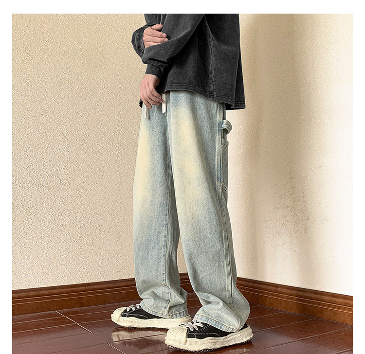 Men Cargo Pants Retro Classic American Jeans Men Autumn Loose Straight Pants