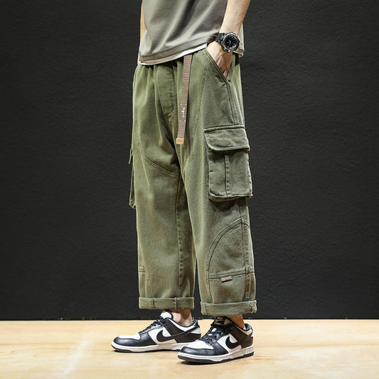 Men Cargo Pants Retro Classic Khaki Trendy Brand Pants Men's Autumn Big Loose Casual Pants