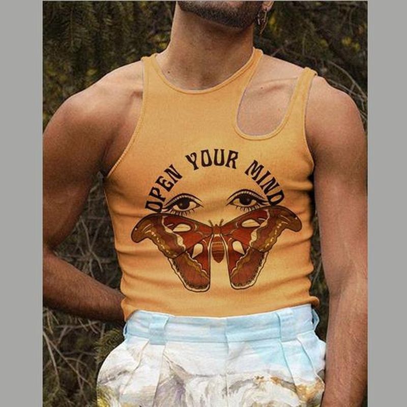 Rave Outfits Mens Vest Butterfly Print