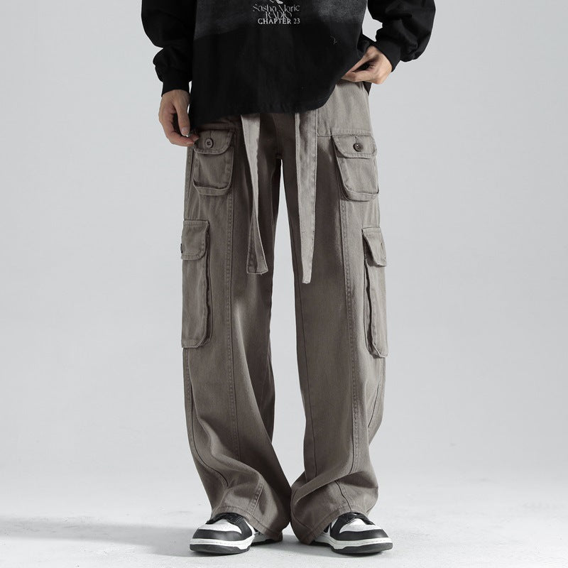 Men Cargo Pants Retro Classic Workwear Pants Men's Spring and Autumn Trendy Trousers