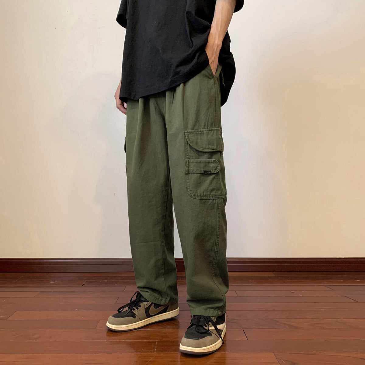 Men Cargo Pants Retro Classic Overalls Men's Summer Straight Pants