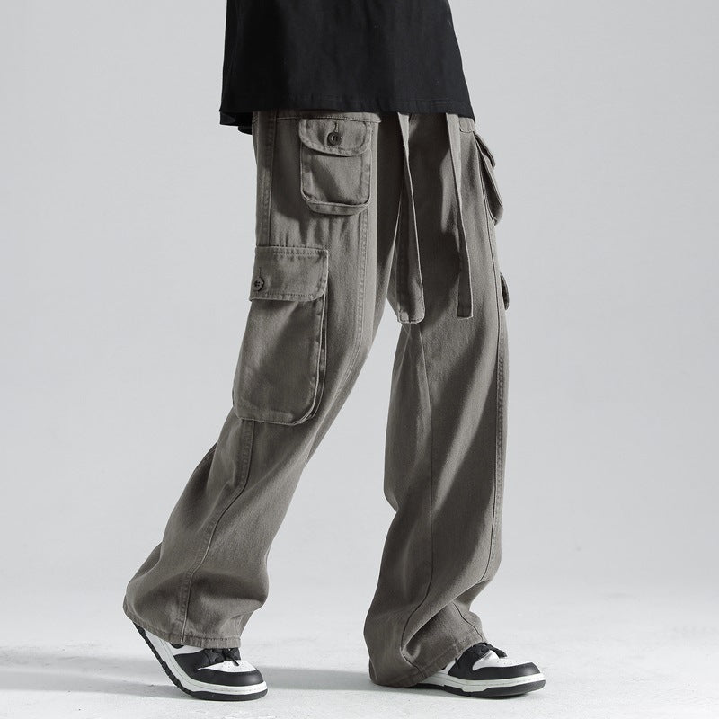 Men Cargo Pants Retro Classic Workwear Pants Men's Spring and Autumn Trendy Trousers