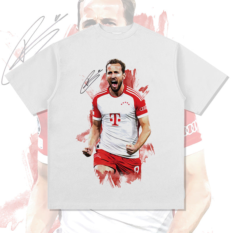 Men's Vintage Football T-Shirt Harry Kane Printed Retro Loose Men's Short Sleeve Cotton T-Shirt