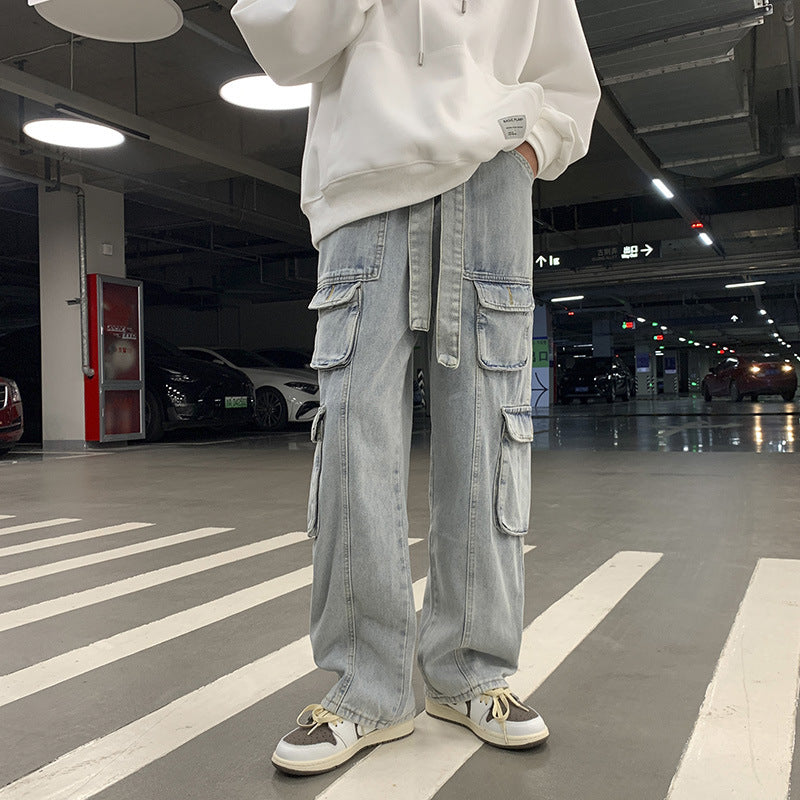 Men Cargo Pants Retro Classic Cargo Jeans Men's Autumn and Winter Casual Versatile Trousers