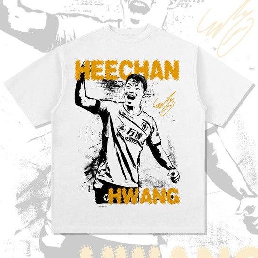 Mens Vintage Football T-Shirt Vintage heechan hwang print short-sleeved T-shirt Crew neck casual