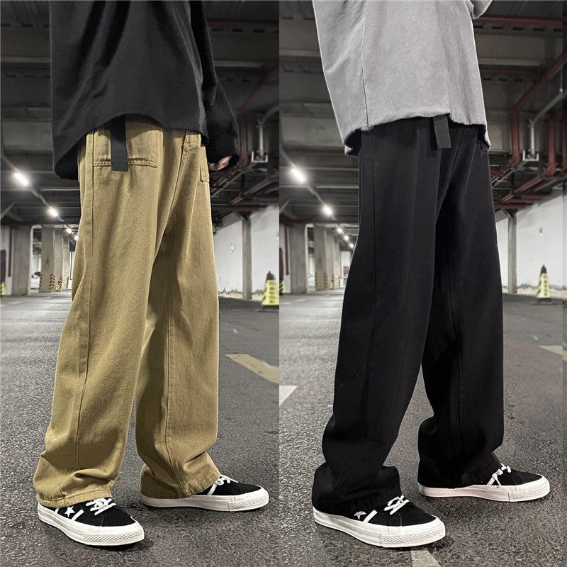 Men Cargo Pants Retro Classic Workwear Pants Men's Autumn Loose Straight Casual Trousers