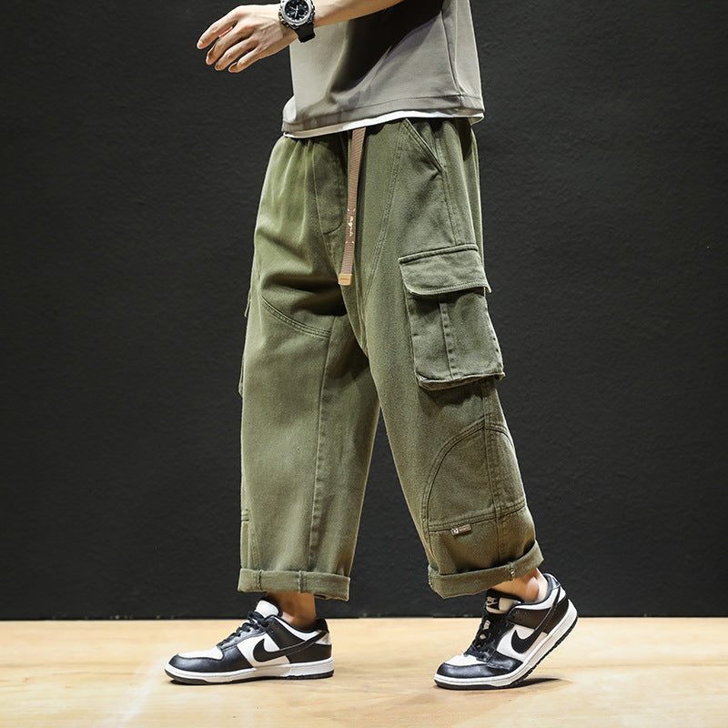 Men Cargo Pants Retro Classic Khaki Trendy Brand Pants Men's Autumn Big Loose Casual Pants